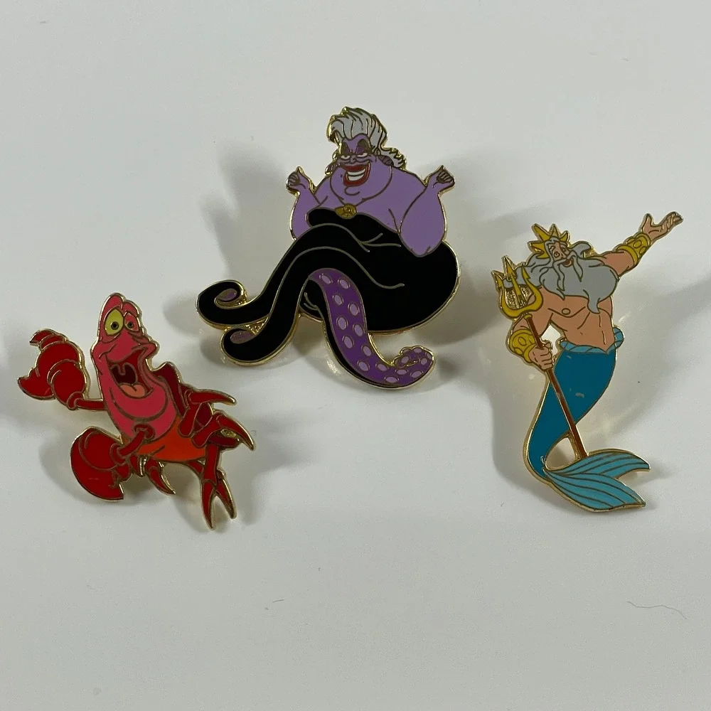 2000 Disney King Triton Ursula Sebastian The Little Mermaid Vintage Enamel Pin